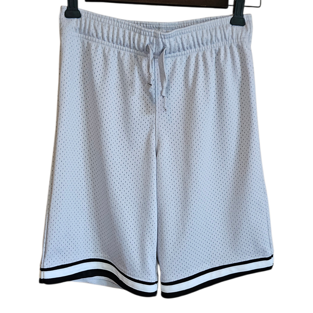 OshKosh B'gosh Boys Size 10 Grey Mesh Athletic Basketball Shorts Striped Hem
